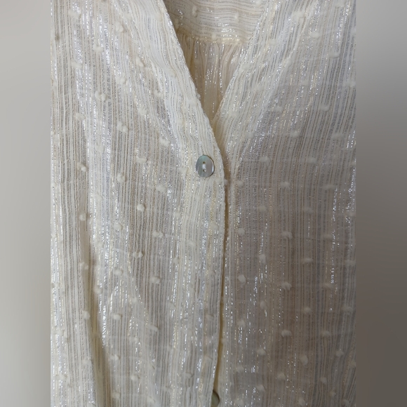 Ruby Rd. Women's Roll Sleeve Cream Shimmer Plus Size Blouse 3X - Picture 3 of 9